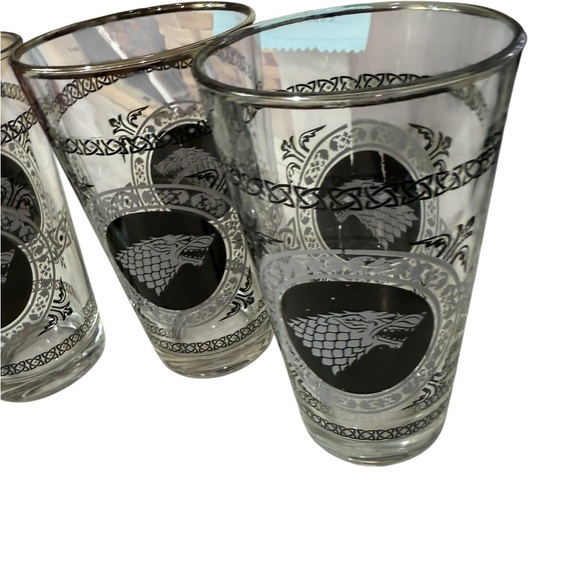 Game of Thrones Tumbler Black Seawolf Crown Drinking Glasses 6 inches lot of 4 - Picture 3 of 9